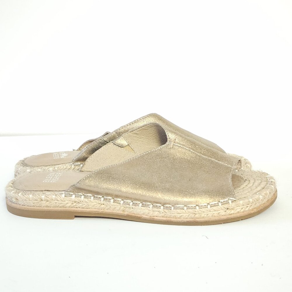 Eileen Fisher Milly Espadrille Sandals Gold Metallic 7